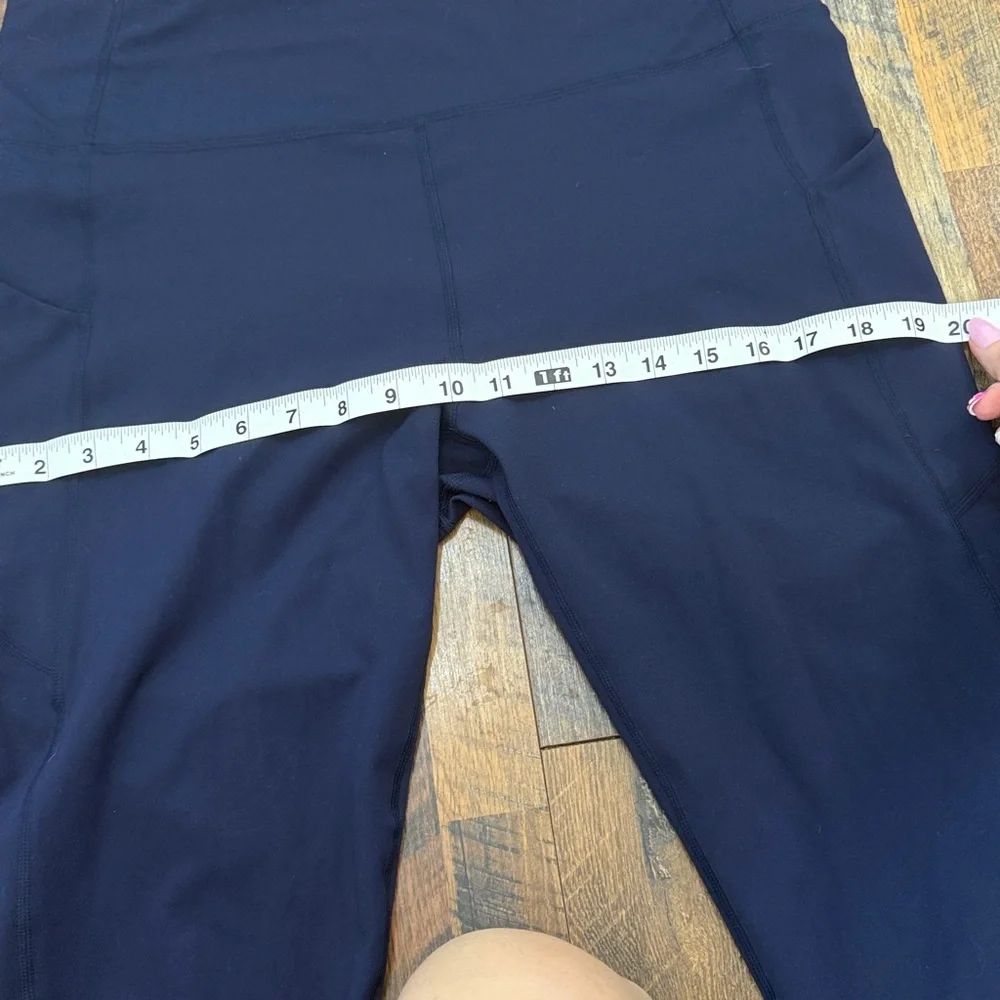 Deep Blue Fabletics Athletic Leggings Pureluxe Side Pockets size Large/XL